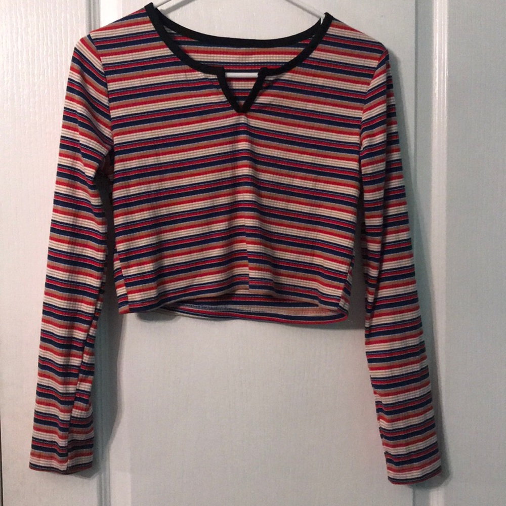 Multicolored striped crop top